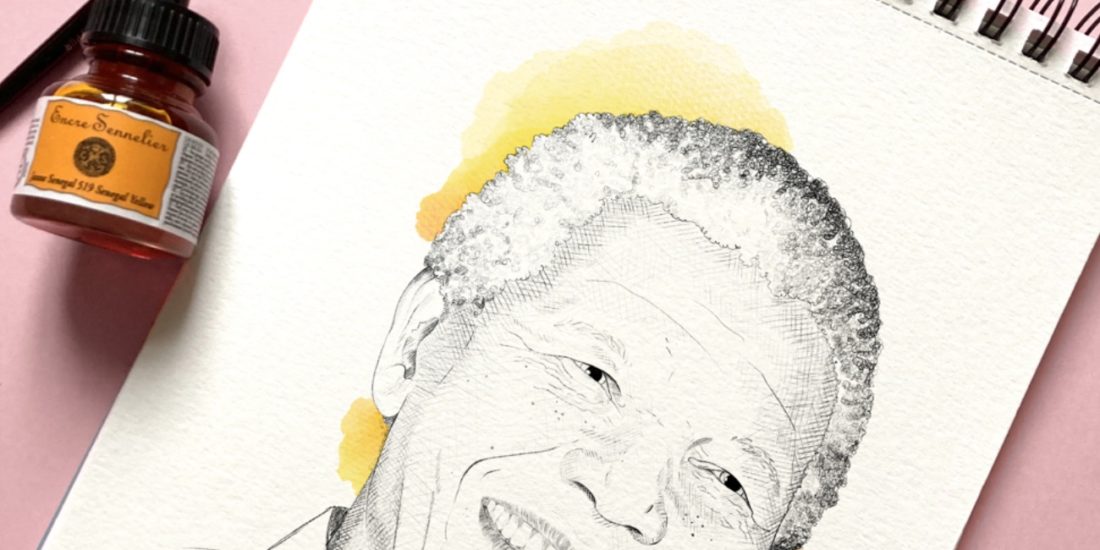 Nelson Mandela par MéBé studio. Mélanie, illustratrice freelance, dessine vos projets