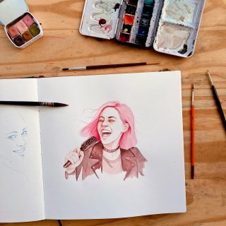 Bruyante 🎤
C’est le mot du jour pour le challenge @inktober 

Et hop encore un mot de plus et on attaque la dernière semaine !😱

#inktober2025

📕Carnet aquarelle et encres acryliques: @boesnerfrance 
🎨Aquarelles artisanales : @agnes_fabriquedescouleurs