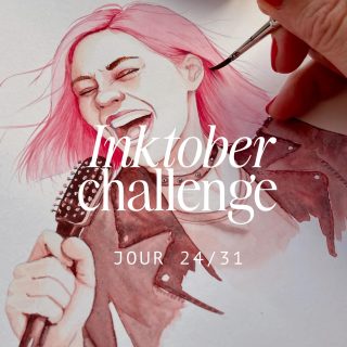 Allez on continu avec le jour 24/31 d’ @inktober 

Le mot c’est Rowdy / Bruyant 

Vous aussi vous entendez des voix dans votre tête ?🤪

#inktober2025 
Matériel : carnet @boesnerfrance 
Aquarelle : @agnes_fabriquedescouleurs 
Encre Acryl studio @boesnerfrance