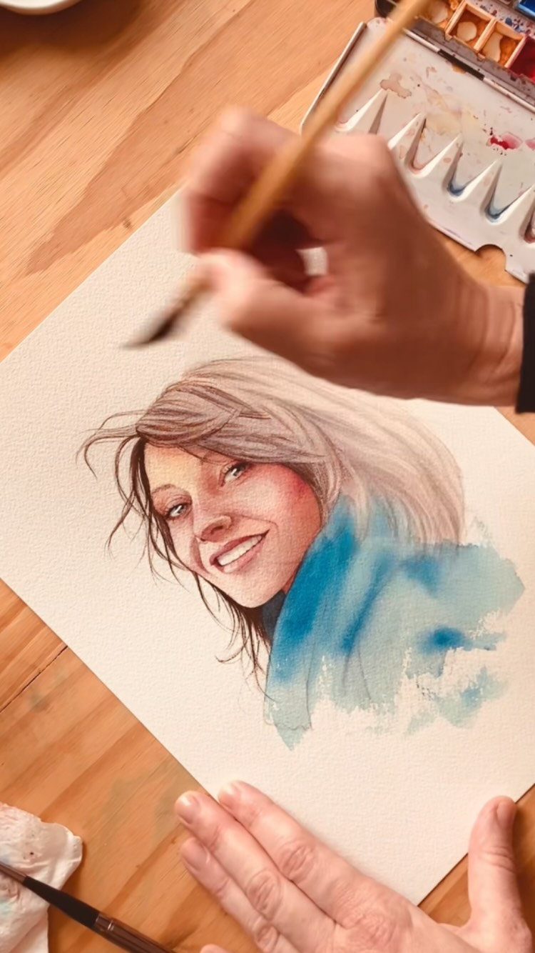 Un peu d’eau de pigments et de musique : mon « dream day » 🤍

#portraitaquarelle #watercolorpainting #portraitpainting
