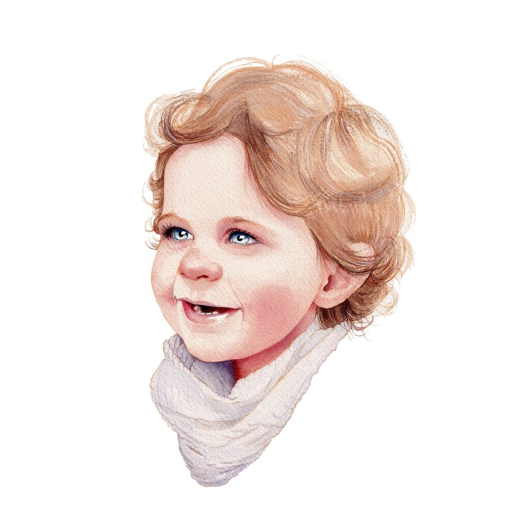 Portrait enfant - original à l'aquarelle - commande particulier