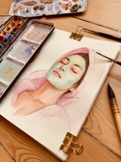 Me revoici pour le Jour 20 du challenge @inktober ! 

Le mot du jour est « salon » donc je vous propose un portrait qui ne reflète pas trop mal mes envies du moment 😁

Un massage, un soin du visage, un moment à me faire chouchouter … je ne dirai pas non🤍

#estheticienne #aquarellepainting #inktober