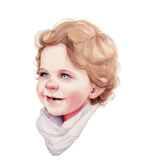 Portrait enfant - original à l'aquarelle - commande particulier